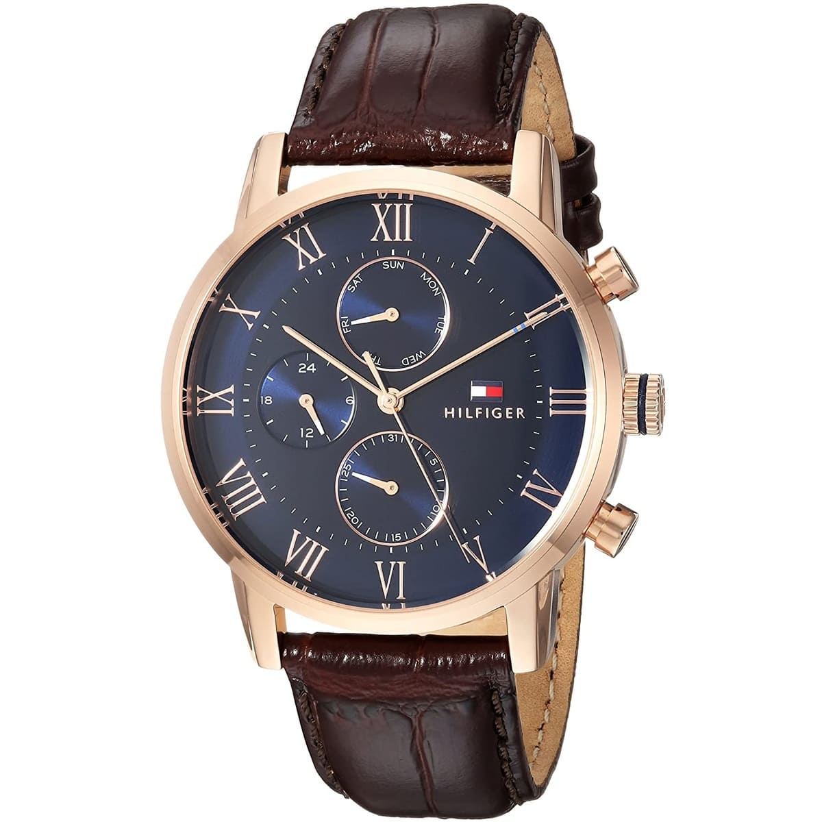  Shop Authentic Tommy Hilfiger Kane Chronograph Blue Dial Brown Leather Strap Watch for Men - 1791399 - Luxxuri