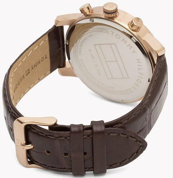  Shop Authentic Tommy Hilfiger Kane Chronograph Blue Dial Brown Leather Strap Watch for Men - 1791399 - Luxxuri