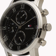  Shop Authentic Tommy Hilfiger Kane Quartz Black Dial Black Leather Strap Watch for Men - 1791401 - Luxxuri