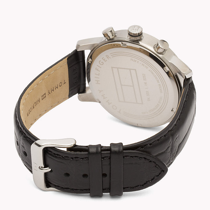  Shop Authentic Tommy Hilfiger Kane Quartz Black Dial Black Leather Strap Watch for Men - 1791401 - Luxxuri