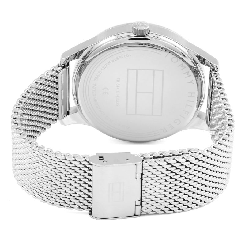  Shop Authentic Tommy Hilfiger Damon Quartz Chronograph Black Dial Silver Mesh Bracelet Watch for Men - 1791415 - Luxxuri