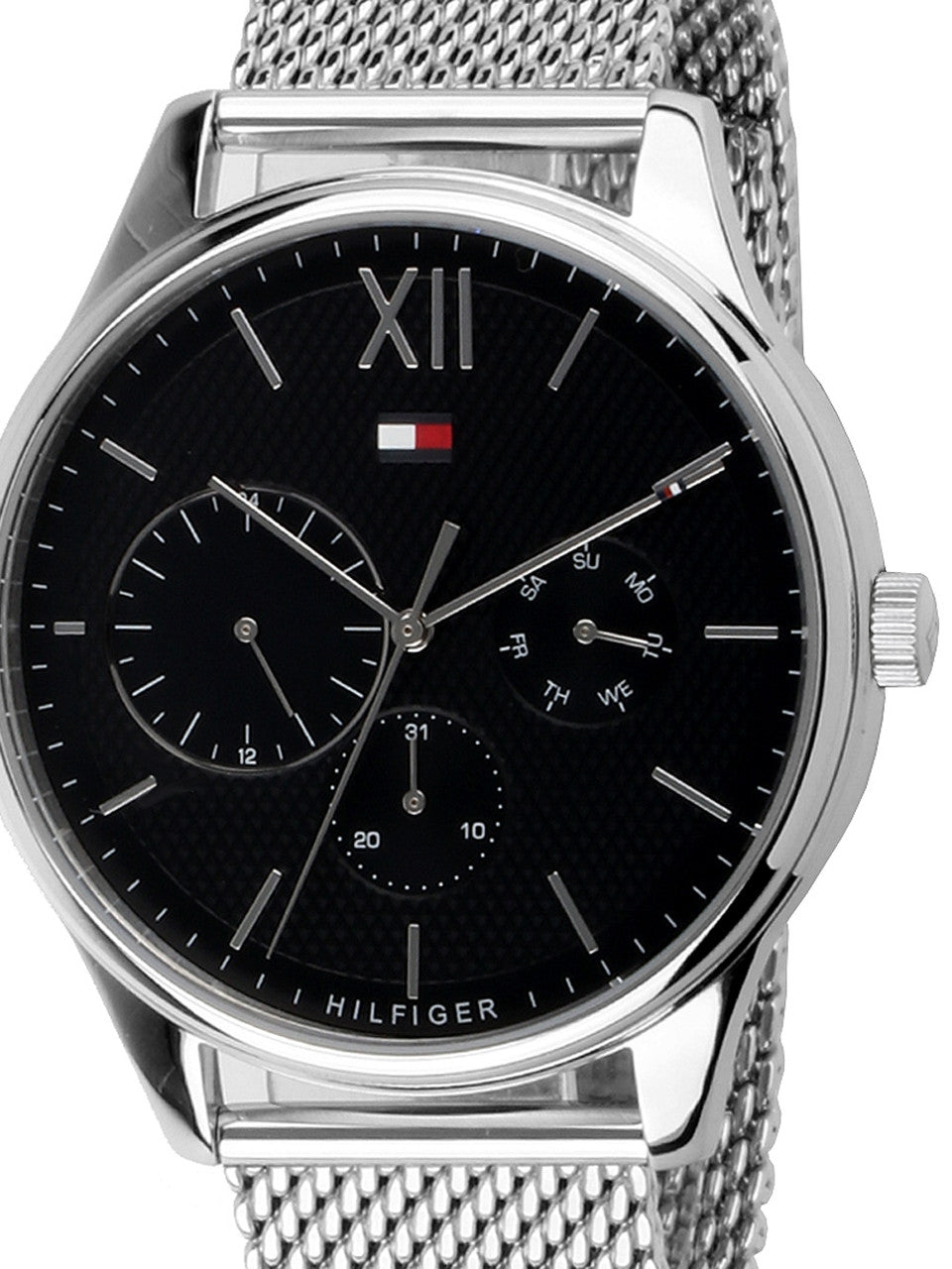 Shop Authentic Tommy Hilfiger Damon Quartz Chronograph Black Dial Silver Mesh Bracelet Watch for Men - 1791415 - Luxxuri
