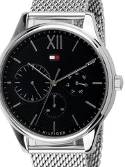  Shop Authentic Tommy Hilfiger Damon Quartz Chronograph Black Dial Silver Mesh Bracelet Watch for Men - 1791415 - Luxxuri