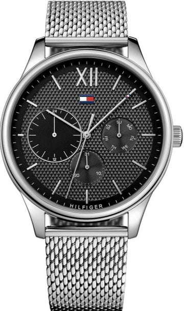  Shop Authentic Tommy Hilfiger Damon Quartz Chronograph Black Dial Silver Mesh Bracelet Watch for Men - 1791415 - Luxxuri