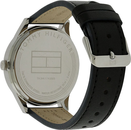  Shop Authentic Tommy Hilfiger Damon Multifunction Black Dial Black Leather Strap Watch for Men - 1791417 - Luxxuri