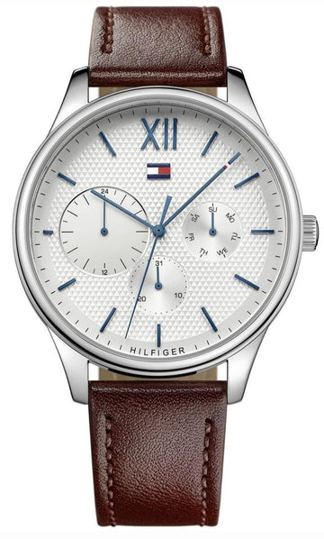  Shop Authentic Tommy Hilfiger Damon Quartz White Dial Brown Leather Strap Watch for Men - 1791418 - Luxxuri