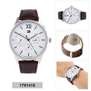  Shop Authentic Tommy Hilfiger Damon Quartz White Dial Brown Leather Strap Watch for Men - 1791418 - Luxxuri