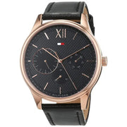  Shop Authentic Tommy Hilfiger Damon Quartz Black Dial Black Leather Strap Watch for Men - 1791419 - Luxxuri