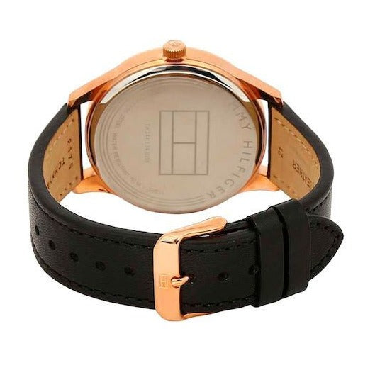  Shop Authentic Tommy Hilfiger Damon Quartz Black Dial Black Leather Strap Watch for Men - 1791419 - Luxxuri