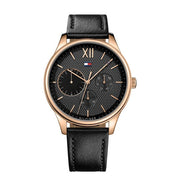  Shop Authentic Tommy Hilfiger Damon Quartz Black Dial Black Leather Strap Watch for Men - 1791419 - Luxxuri