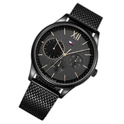  Shop Authentic Tommy Hilfiger Damon Quartz Black Dial Black Mesh Bracelet Watch for Men - 1791420 - Luxxuri