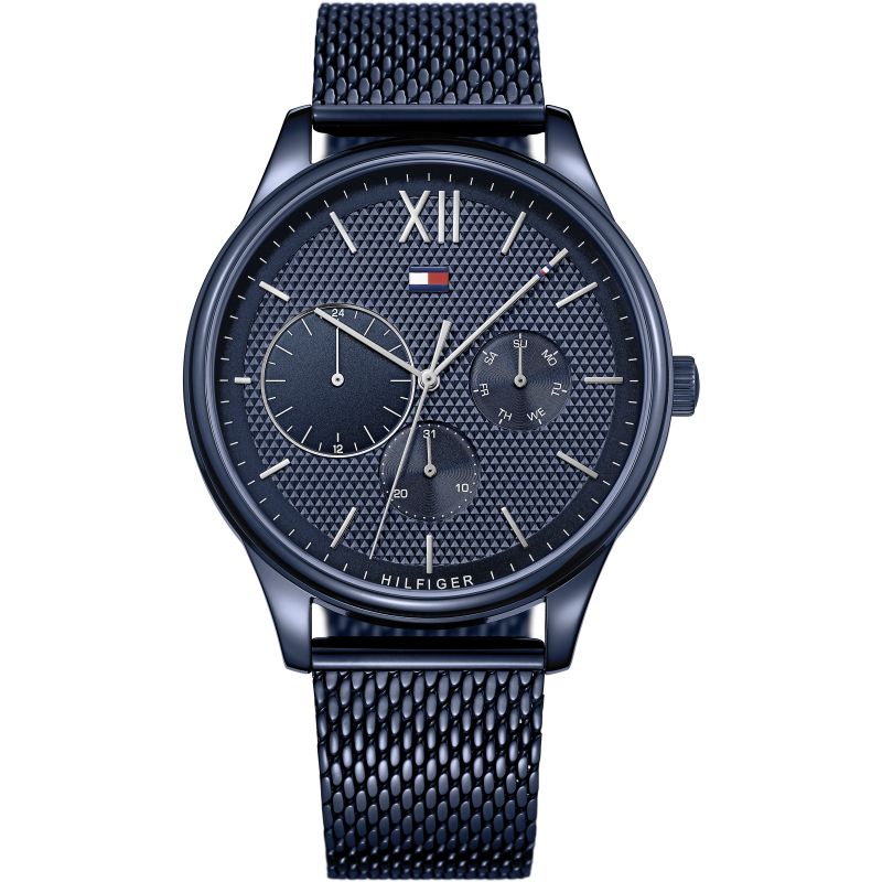  Shop Authentic Tommy Hilfiger Damon Quartz Blue Dial Blue Mesh Bracelet Watch for Men - 1791421 - Luxxuri