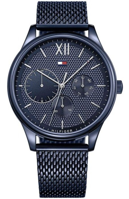  Shop Authentic Tommy Hilfiger Damon Quartz Blue Dial Blue Mesh Bracelet Watch for Men - 1791421 - Luxxuri