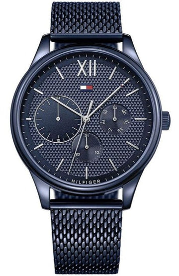  Shop Authentic Tommy Hilfiger Damon Quartz Blue Dial Blue Mesh Bracelet Watch for Men - 1791421 - Luxxuri