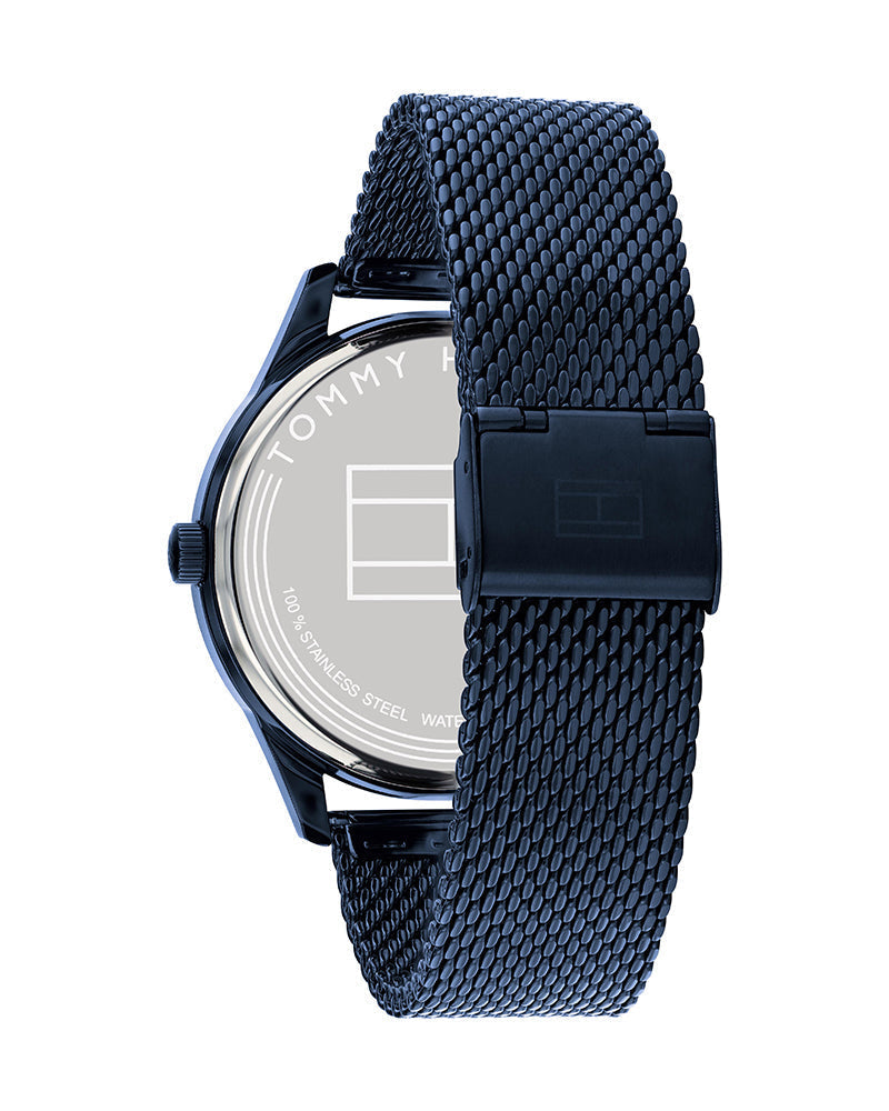  Shop Authentic Tommy Hilfiger Damon Quartz Blue Dial Blue Mesh Bracelet Watch for Men - 1791421 - Luxxuri