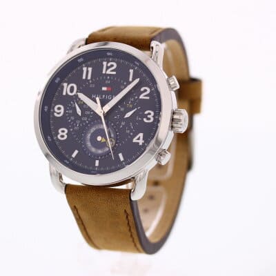  Shop Authentic Tommy Hilfiger Briggs Chronograph Blue Dial Brown Leather Strap Watch for Men - 1791424 - Luxxuri