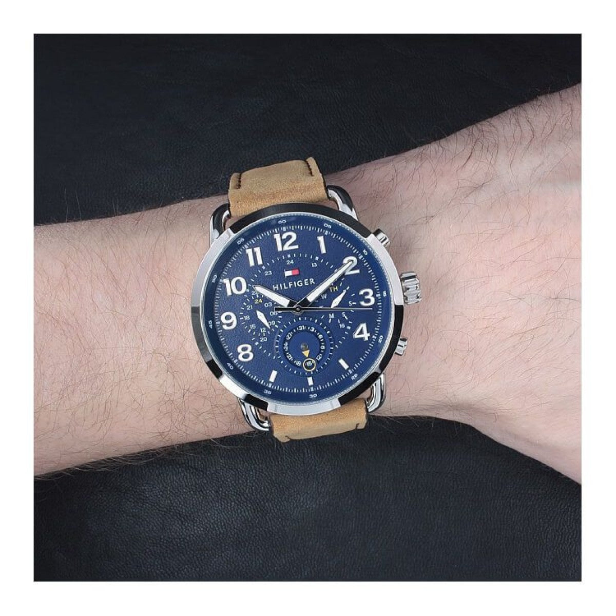  Shop Authentic Tommy Hilfiger Briggs Chronograph Blue Dial Brown Leather Strap Watch for Men - 1791424 - Luxxuri