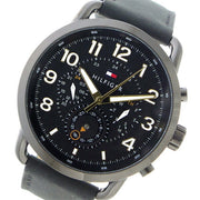  Shop Authentic Tommy Hilfiger Briggs Black Dial Black Leather Strap Watch for Men - 1791426 - Luxxuri