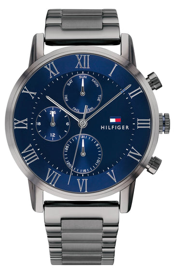  Shop Authentic Tommy Hilfiger Kane Quartz Blue Dial Black Steel Strap Watch for Men - 1791456 - Luxxuri