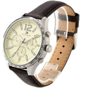  Shop Authentic Tommy Hilfiger Gavin Chronograph White Dial Brown Leather Strap Watch for Men - 1791467 - Luxxuri