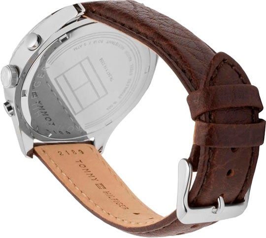  Shop Authentic Tommy Hilfiger Gavin Chronograph White Dial Brown Leather Strap Watch for Men - 1791467 - Luxxuri