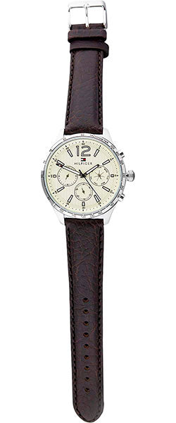  Shop Authentic Tommy Hilfiger Gavin Chronograph White Dial Brown Leather Strap Watch for Men - 1791467 - Luxxuri