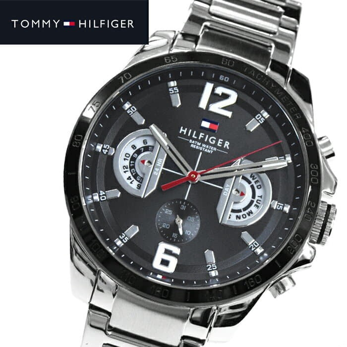  Shop Authentic Tommy Hilfiger Decker Quartz Black Dial Silver Steel Strap Watch for Men - 1791472 - Luxxuri