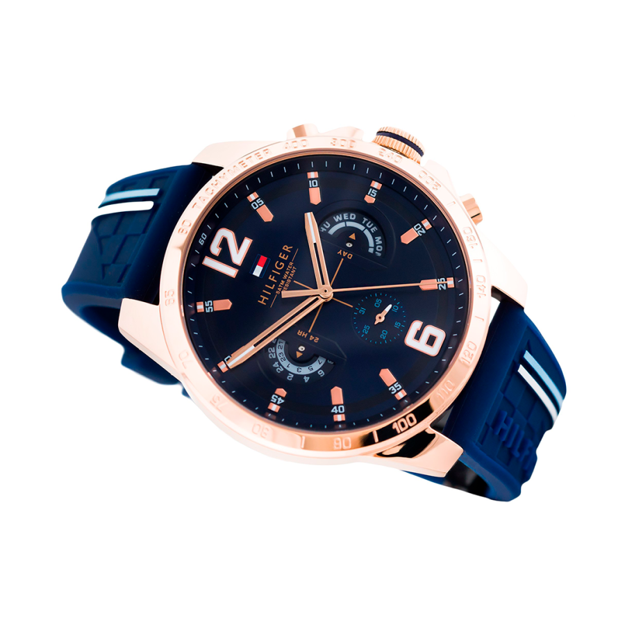  Shop Authentic Tommy Hilfiger Decker Multifunction Blue Dial Blue Rubber Strap Watch for Men - 1791474 - Luxxuri