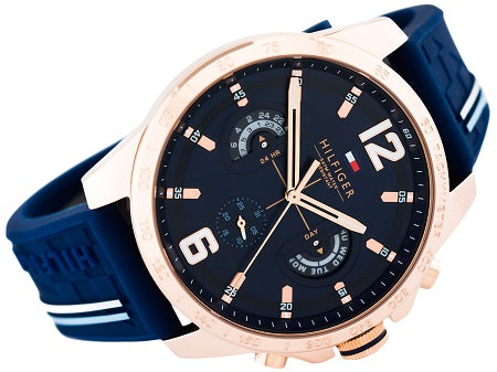  Shop Authentic Tommy Hilfiger Decker Multifunction Blue Dial Blue Rubber Strap Watch for Men - 1791474 - Luxxuri