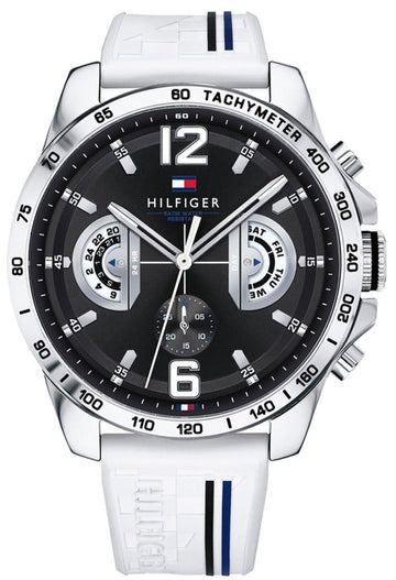 Shop Authentic Tommy Hilfiger Multifunction Black Dial White Rubber Strap Watch for Men - 1791475 - Luxxuri