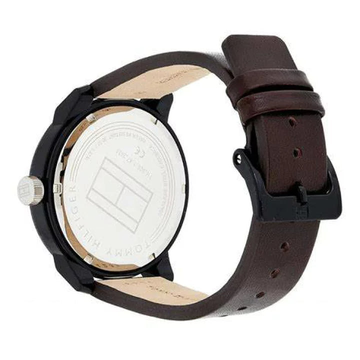  Shop Authentic Tommy Hilfiger Denim Black Dial Brown Leather Strap Watch for Men - 1791478 - Luxxuri