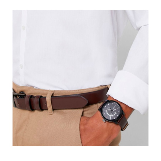  Shop Authentic Tommy Hilfiger Denim Black Dial Brown Leather Strap Watch for Men - 1791478 - Luxxuri