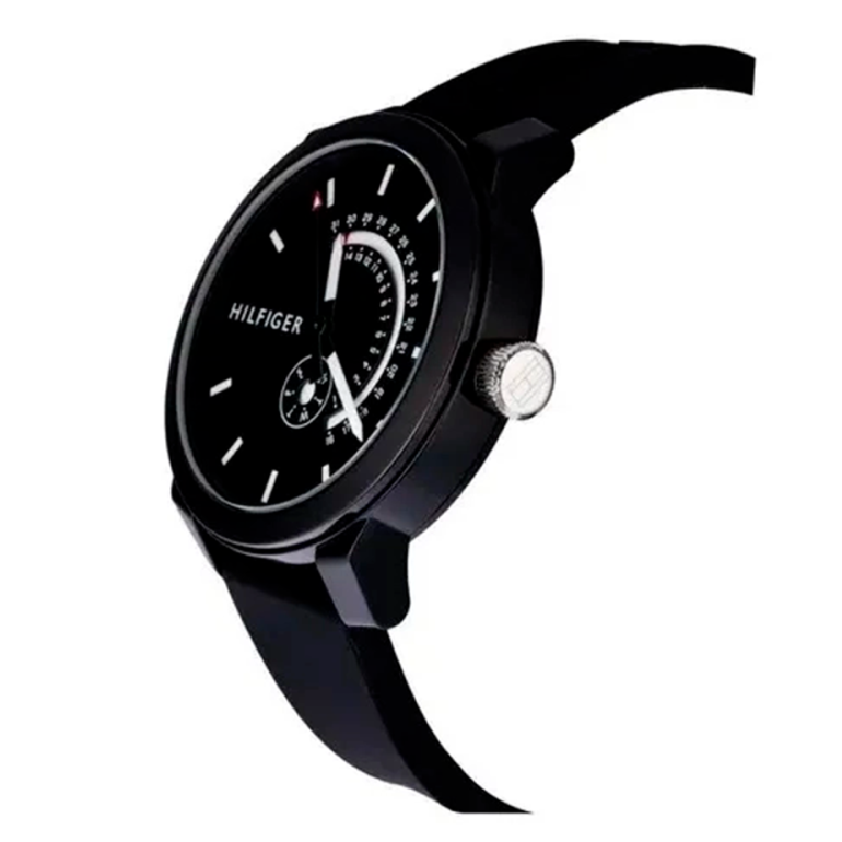  Shop Authentic Tommy Hilfiger Denim Quartz Black Dial Black Leather Strap Watch for Men - 1791479 - Luxxuri