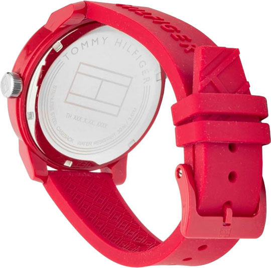  Shop Authentic Tommy Hilfiger Denim Quartz Red Dial Red Rubber Strap Watch for Men - 1791480 - Luxxuri