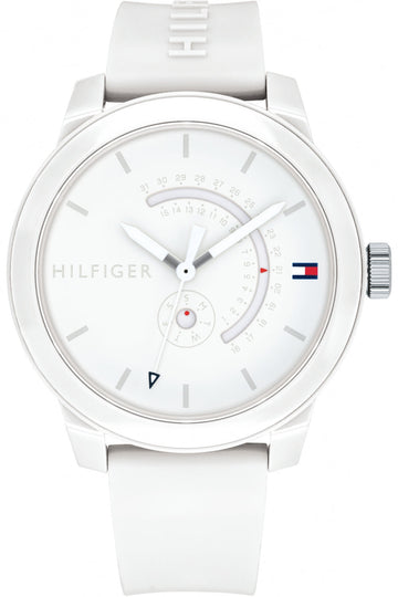  Shop Authentic Tommy Hilfiger Denim Analog White Dial White Rubber Strap Watch for Men - 1791481 - Luxxuri