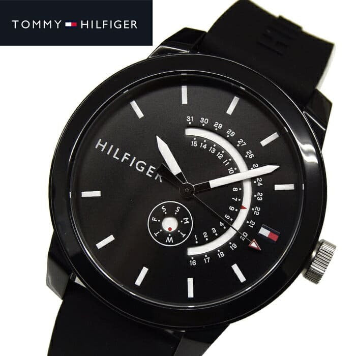  Shop Authentic Tommy Hilfiger Denim Quartz Black Dial Black Rubber Strap Watch for Men - 1791483 - Luxxuri