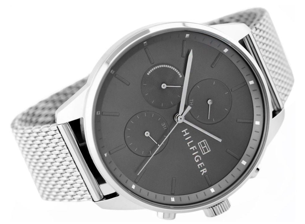  Shop Authentic Tommy Hilfiger Chase Quartz Grey Dial Silver Mesh Bracelet Watch For Men - 1791484 - Luxxuri