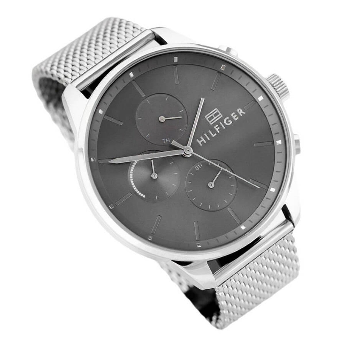  Shop Authentic Tommy Hilfiger Chase Quartz Grey Dial Silver Mesh Bracelet Watch For Men - 1791484 - Luxxuri