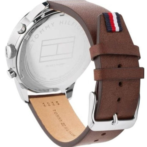  Shop Authentic Tommy Hilfiger Chase Chronograph Grey Dial Brown Leather Strap Watch For Men - 1791487 - Luxxuri