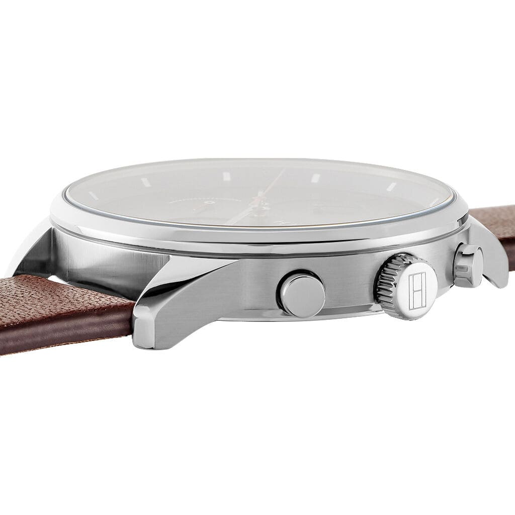  Shop Authentic Tommy Hilfiger Chase Chronograph Grey Dial Brown Leather Strap Watch For Men - 1791487 - Luxxuri