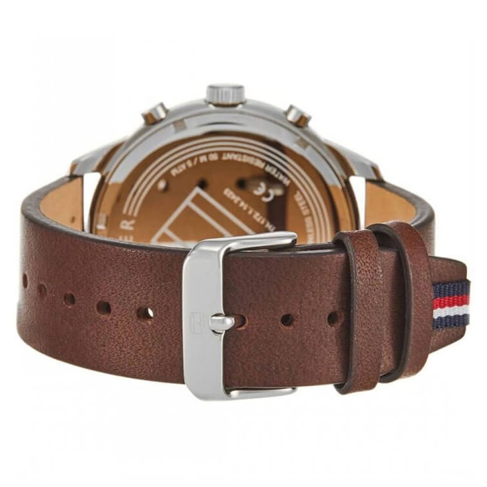 Shop Authentic Tommy Hilfiger Chase Chronograph Grey Dial Brown Leather Strap Watch For Men - 1791487 - Luxxuri