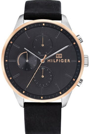  Shop Authentic Tommy Hilfiger Chase Chronograph Quartz Grey Dial Black Leather Strap Watch For Men - 1791488 - Luxxuri