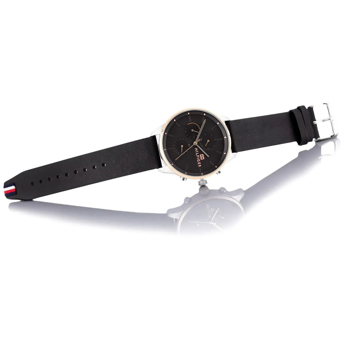  Shop Authentic Tommy Hilfiger Chase Chronograph Quartz Grey Dial Black Leather Strap Watch For Men - 1791488 - Luxxuri