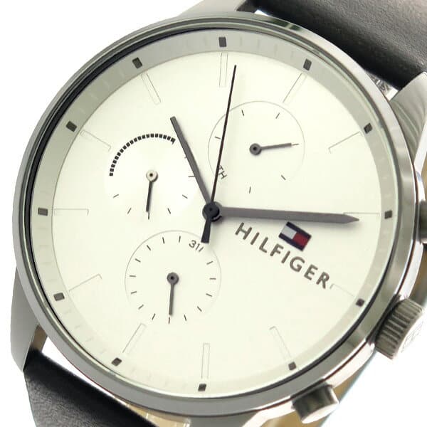  Shop Authentic Tommy Hilfiger Lexor Silver Dial Black Leather Strap Watch For Men - 1791489 - Luxxuri