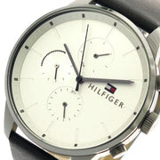  Shop Authentic Tommy Hilfiger Lexor Silver Dial Black Leather Strap Watch For Men - 1791489 - Luxxuri