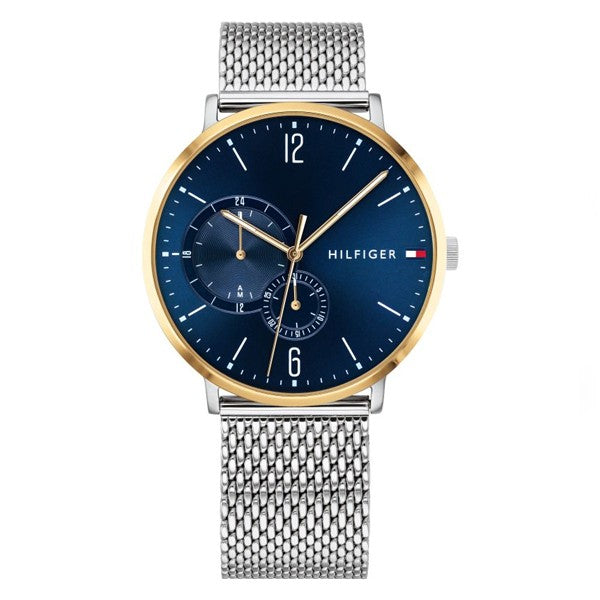  Shop Authentic Tommy Hilfiger Brooklyn Quartz Blue Dial Silver Mesh Bracelet Watch for Men - 1791505 - Luxxuri