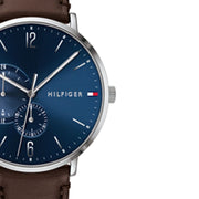  Shop Authentic Tommy Hilfiger Cooper Blue Dial Brown Leather Strap Watch for Men - 1791508 - Luxxuri