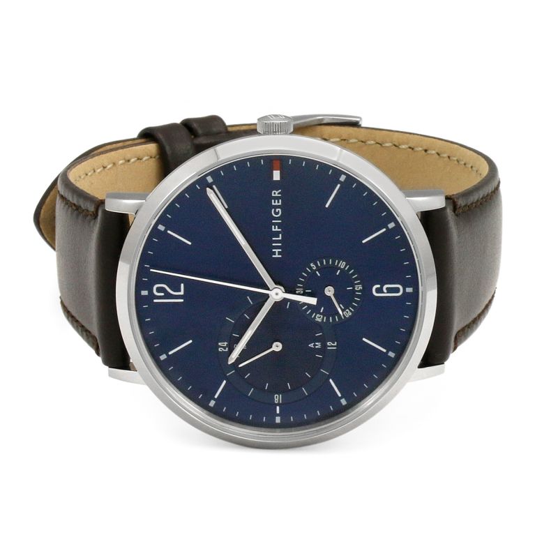 Shop Authentic Tommy Hilfiger Cooper Blue Dial Brown Leather Strap Watch for Men - 1791508 - Luxxuri