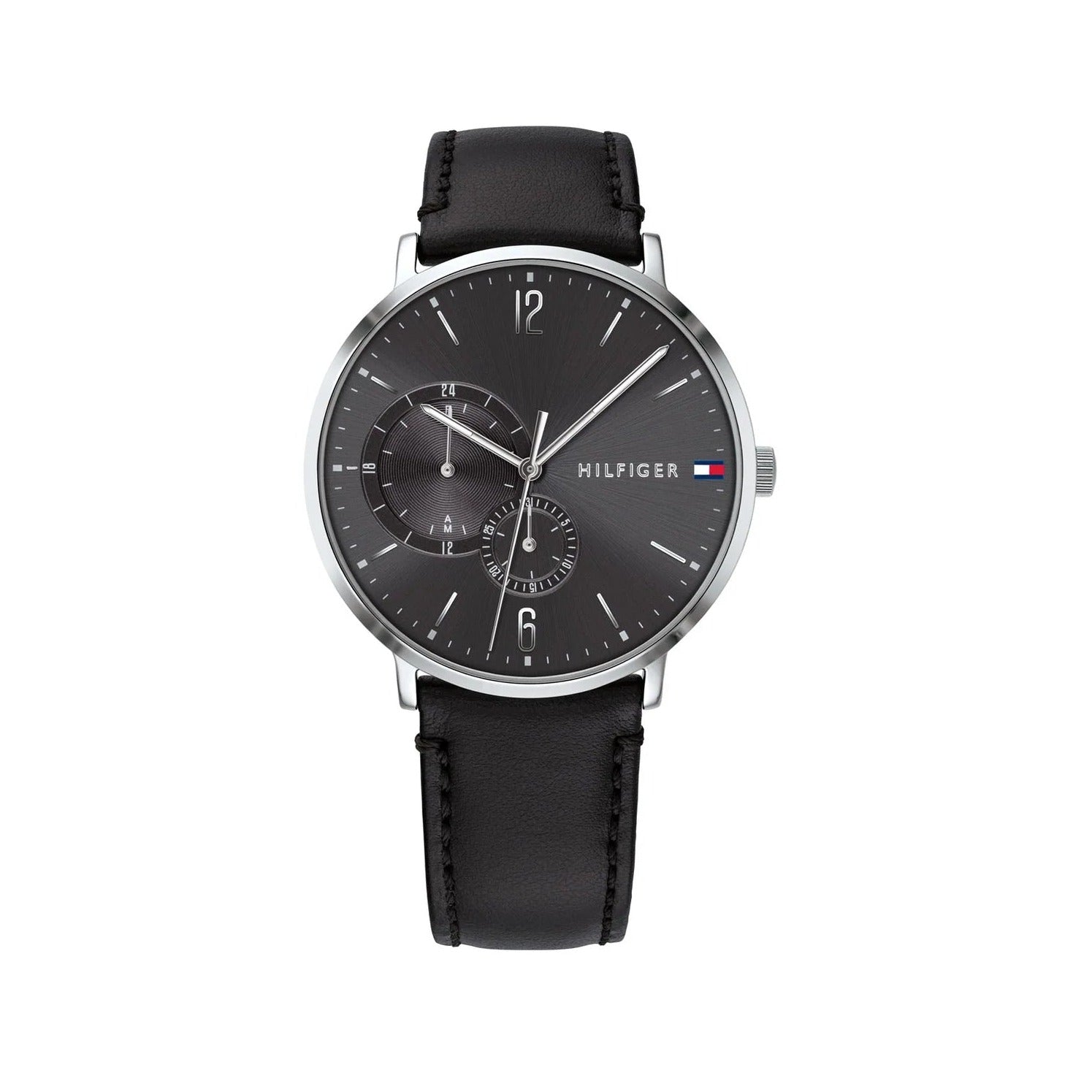  Shop Authentic Tommy Hilfiger Brooklyn Black Dial Black Leather Strap Watch for Men - 1791509 - Luxxuri