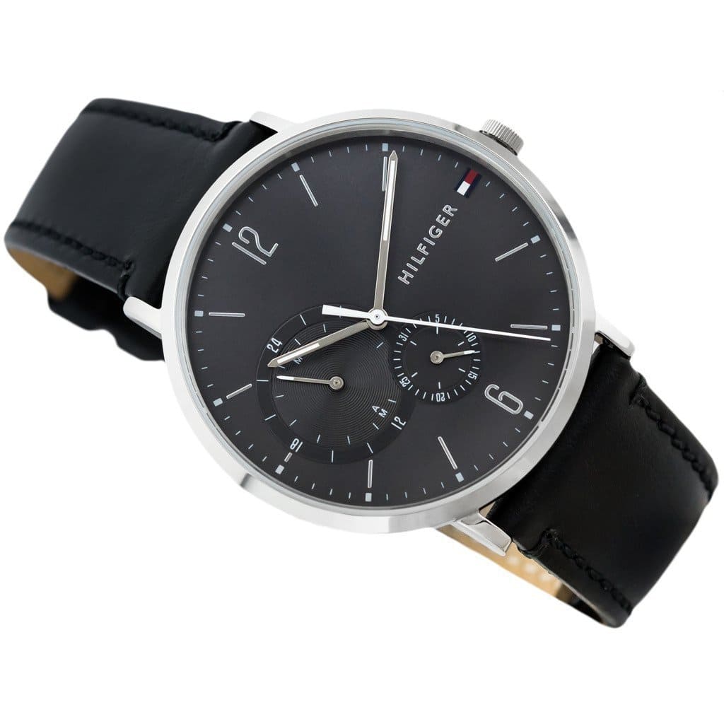  Shop Authentic Tommy Hilfiger Brooklyn Black Dial Black Leather Strap Watch for Men - 1791509 - Luxxuri